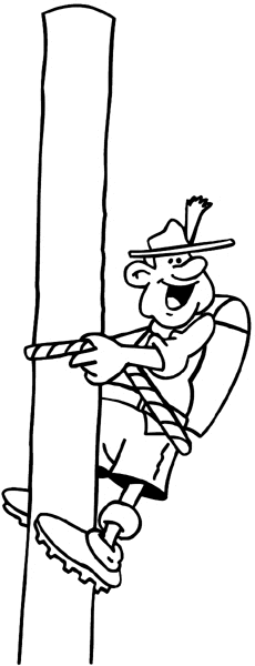Man climbing a pole vinyl sticker. Customize on line. Vacations Trips Attractions 051-0242